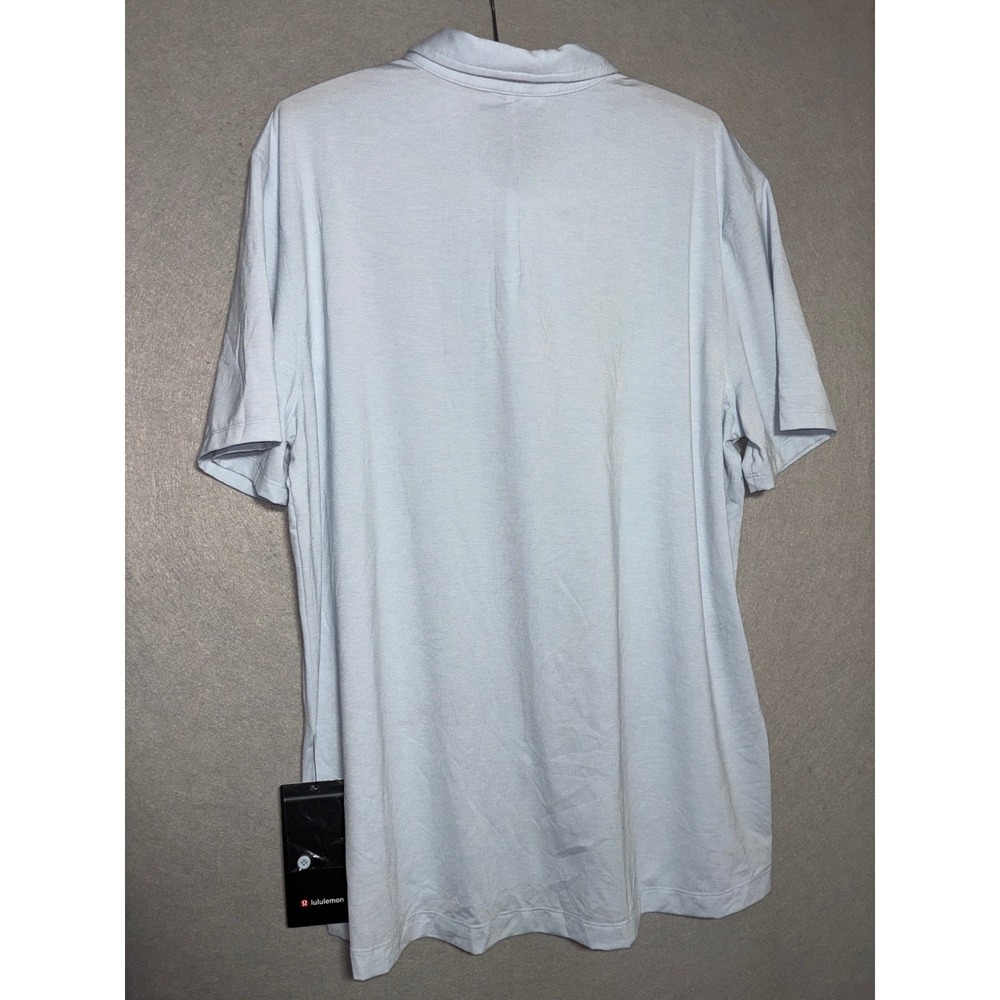 NWT Lululemon Evolution Mens XXL Polo Heathered Cyan Blue Activewear Preppy Work - Picture 2 of 9